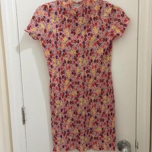 ASOS DESIGN Petite Floral Pleated Mini Dress — Lettuce Edge, Stretch, Size 4